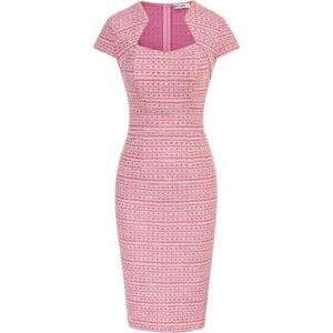 Women Pink Pencil Maxi Formal Office Attire Bodycon Elegant Cap Sleeve Dress